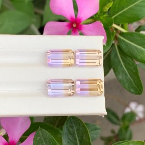 : Natural Ametrine Pairs 14 Carats Purple & Yellow Gemstones