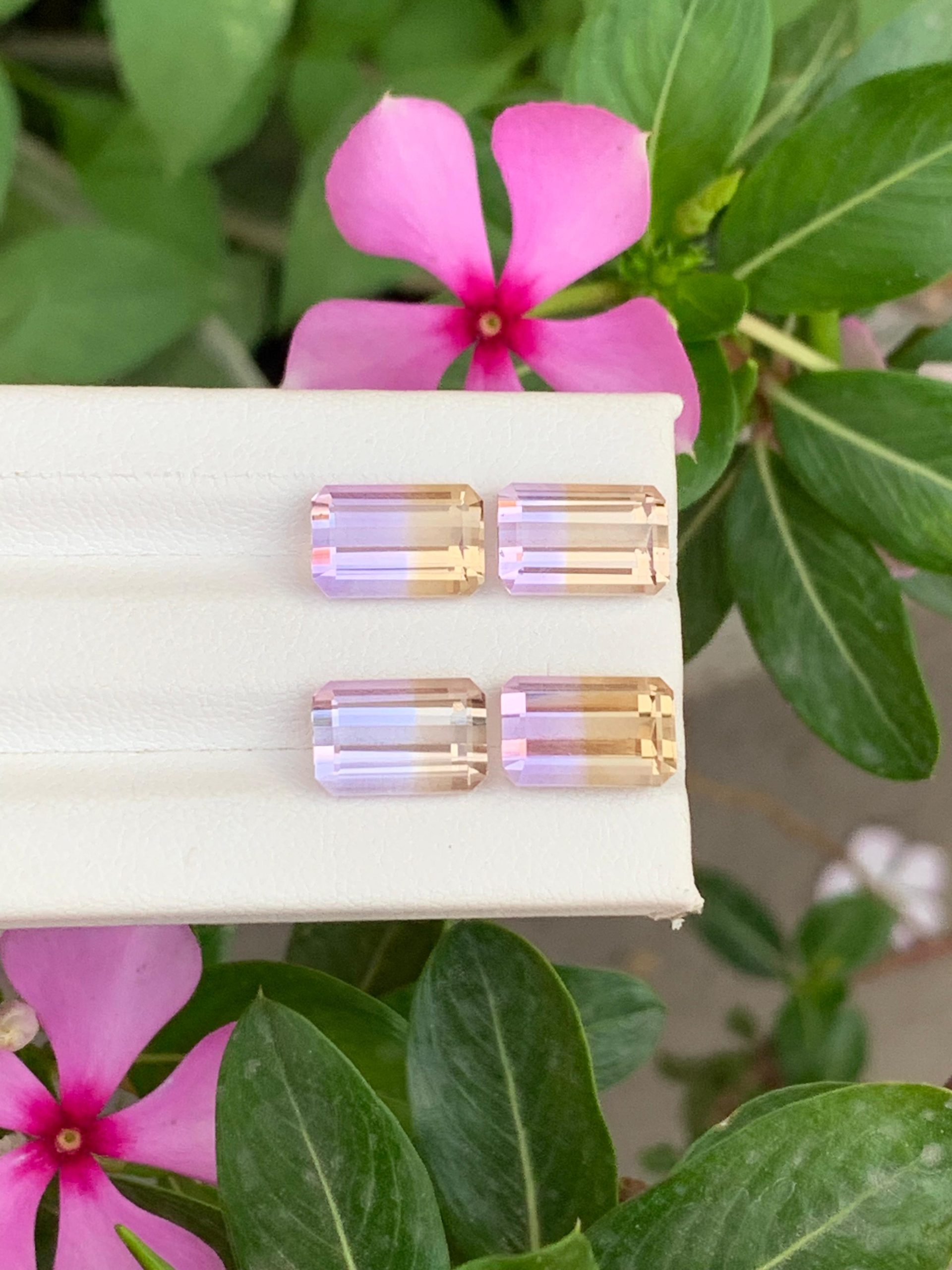 : Natural Ametrine Pairs 14 Carats Purple & Yellow Gemstones