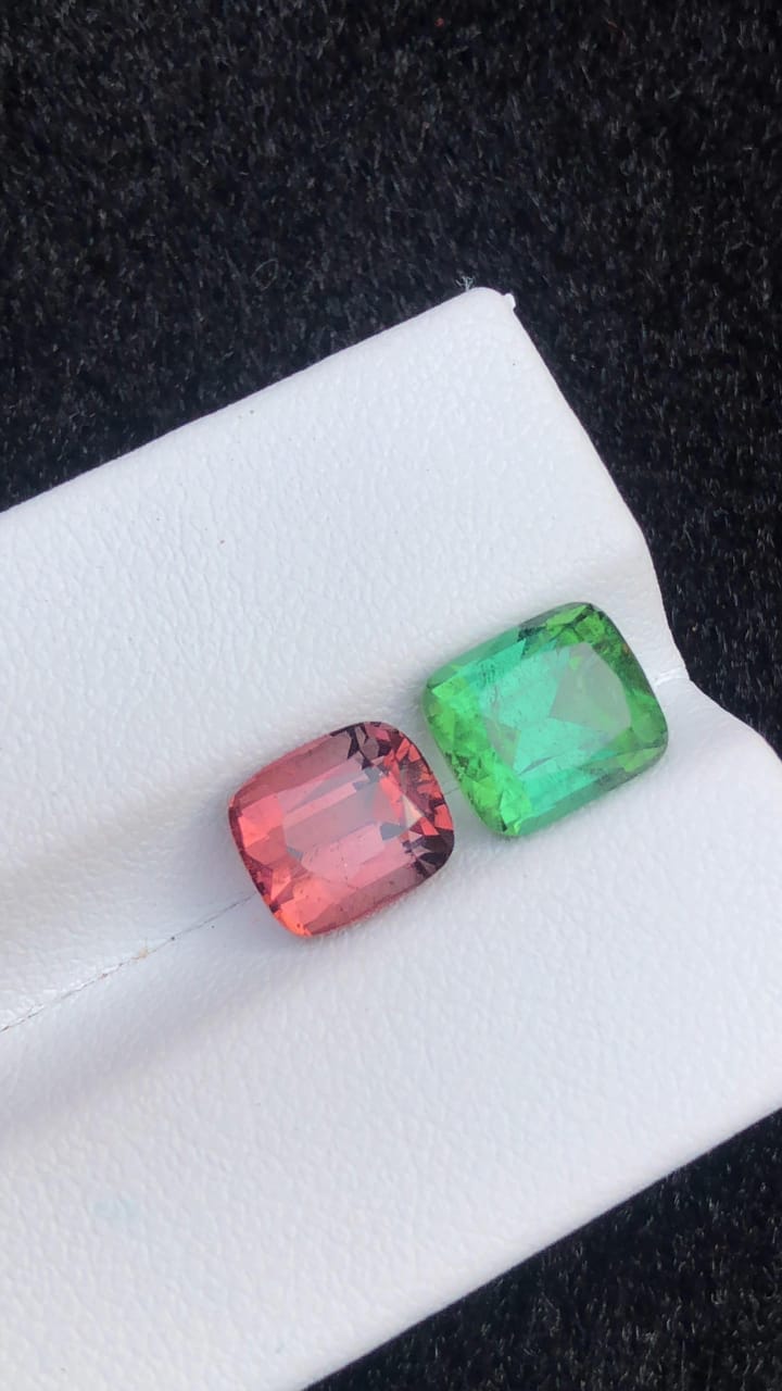 Natural Green Pink tourmaline Loose Gemstone 5.70 Carats Gorgeous Color