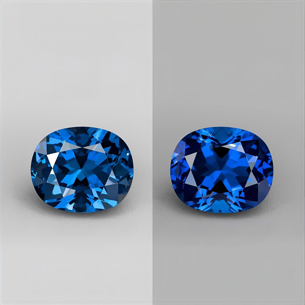 Comparison of untreated and heat-treated sapphires