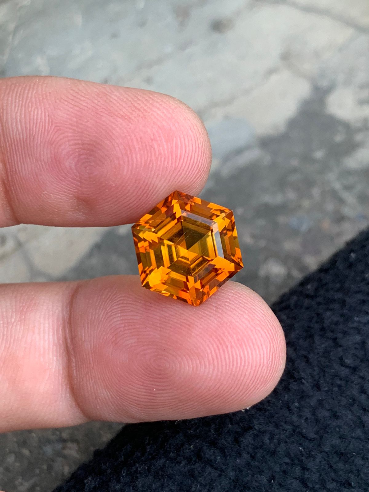 Natural Mandarine Citrine 8.00 Carats Hexagonal Faceted Gemstone