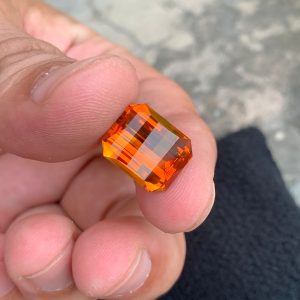 Gorgeous 8.90 Carat Natural Mandarine Citrine Pixel Cut Loupe Clean