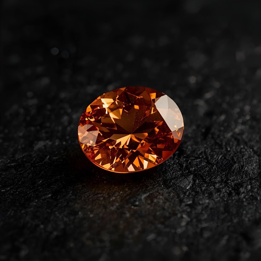 Hessonite garnet stone with orange-brown color.