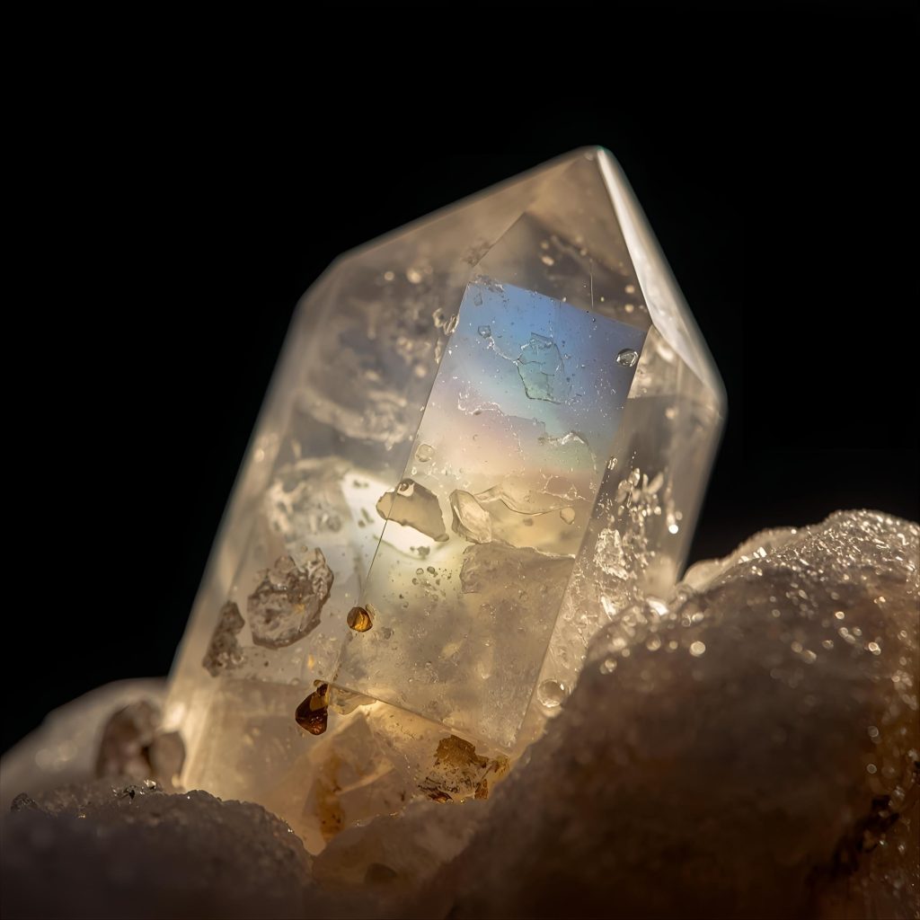 Moonstone gemstone glowing under moonlight.
